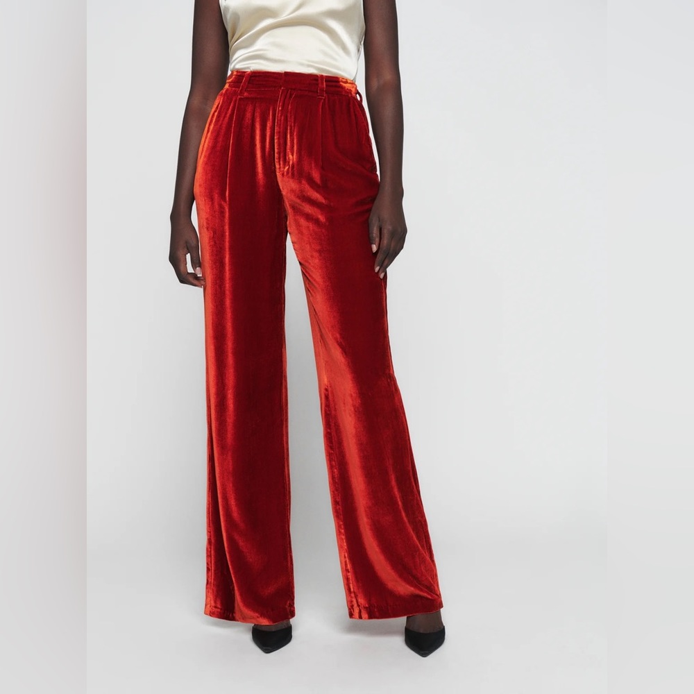 NWT Reformation Wes Velvet Pants in Blood Orange